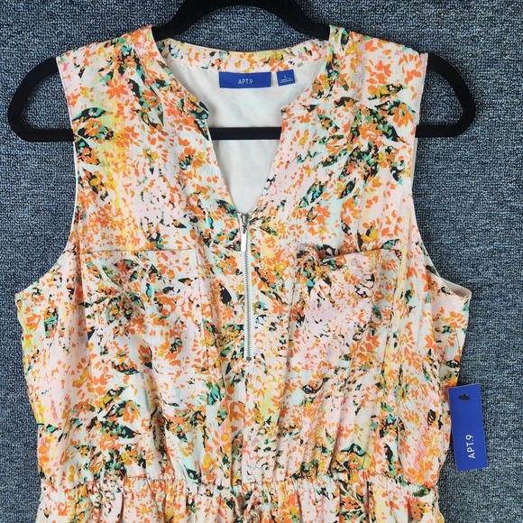 APT.9 Colorful Print‎ 1/4 Zip Pocket Sleeveless Dress L - Picture 3 of 9